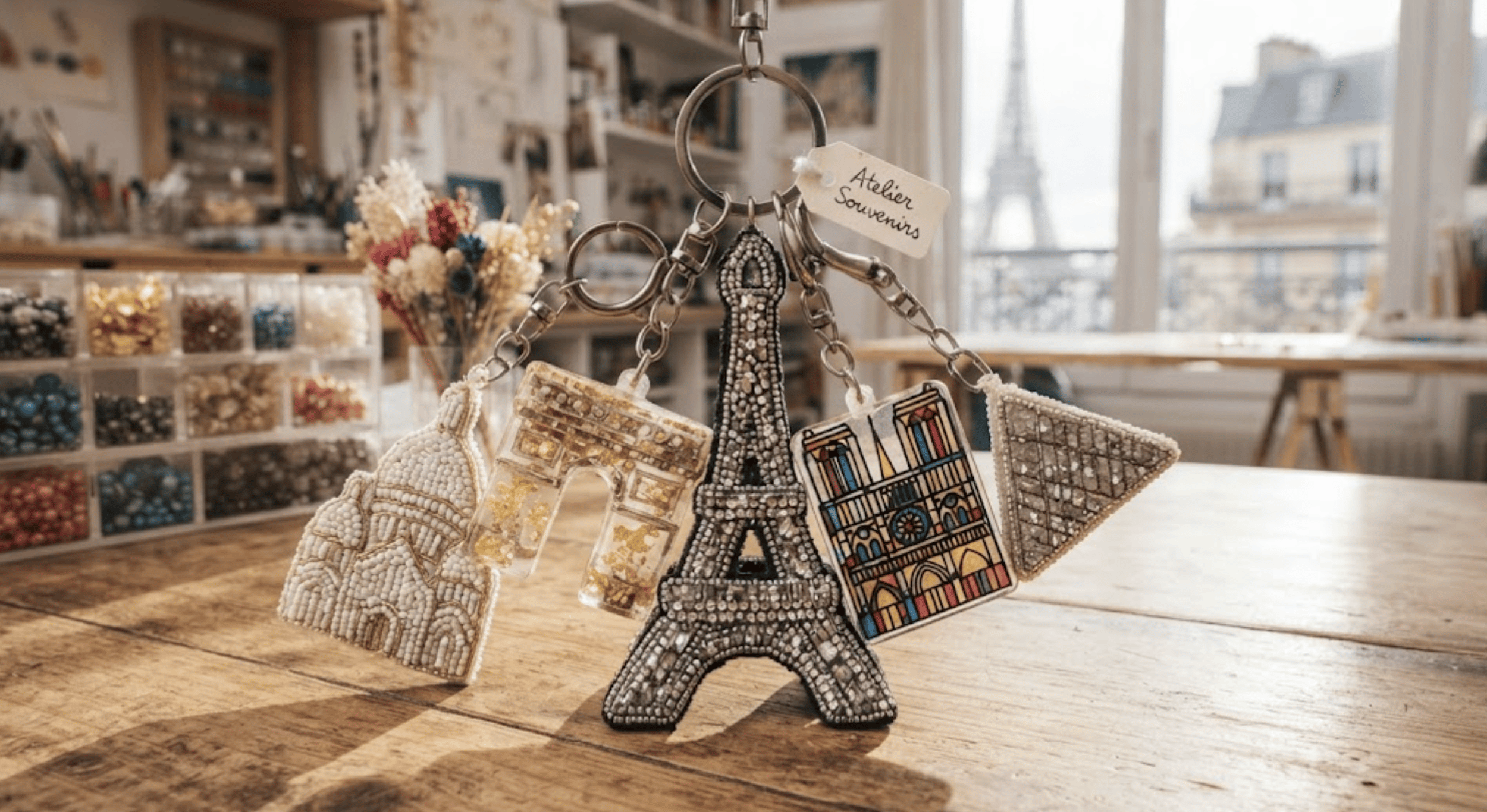 Paris: Workshop: Eiffelturm-Anhänger aus Harz und Perlen