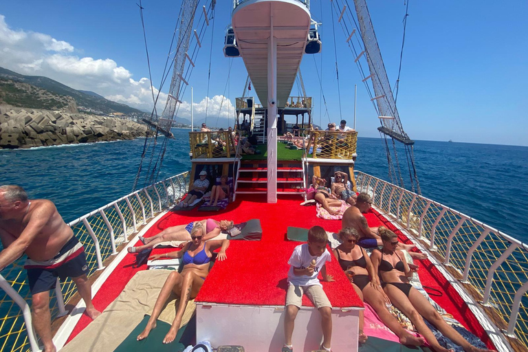 Alanya: Morning or Sunset Relaxing Boat Tour w/ Lunch, Alanya: Sunset Relaxing Boat Tour With Transfer.