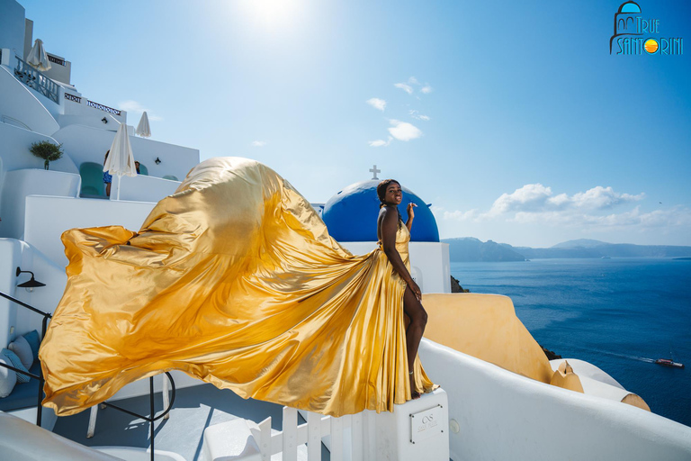 Santorini: Flying Dress Photoshoot with Edited Photos