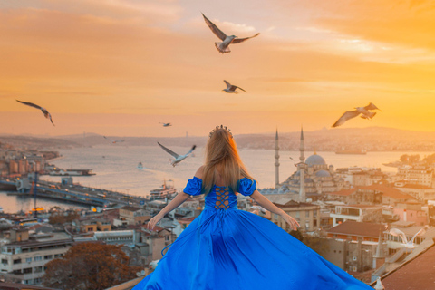 Rooftop Flying Dress Photoshoot in Istanbul