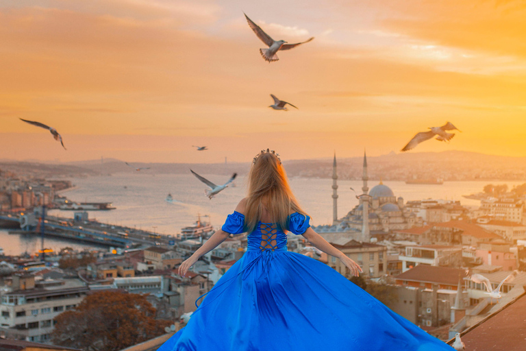 Rooftop Flying Dress Photoshoot in Istanbul