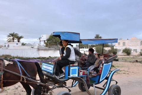 DJERBA: KOETSRIT NAAR DE MIDOUN MARKT.