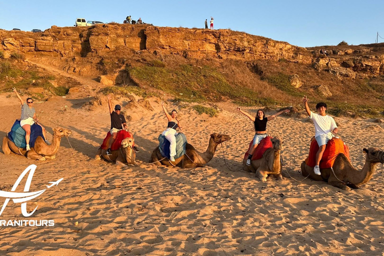 Paseo en camello al atardecer en la playa con cena incluida