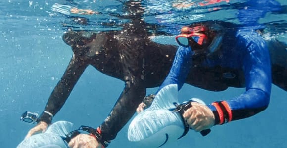 Snorkeling with a sea scooter in Tahiti