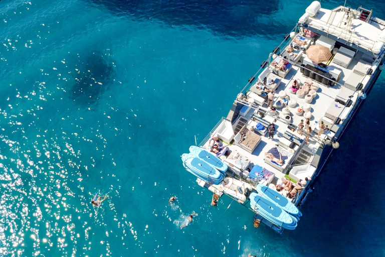 Ibiza: Formentera Boat with Open Bar, 3 meals & Sunset Party ADVANCE: Standard selection of food & open bar option