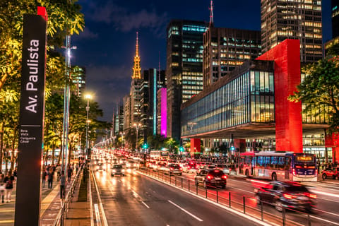 São Paulo: Night City Tour with Brazilian BBQ Dinner