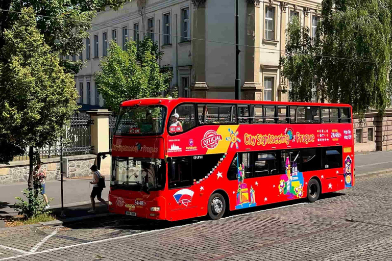 Praga: Tour panoramico della città in autobus e tour in barca opzionaleBiglietto da 24 ore per il tour in autobus