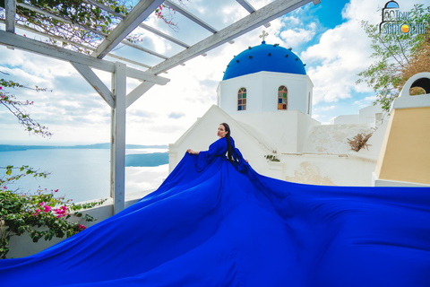 Santorini: Flying Dress Photoshoot with Edited Photos