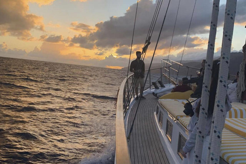 Atlantic Festival Funchal: Fireworks view from a wooden boat with a drink Atlantic Festival Funchal: Firework view from a wooden boat with a drink