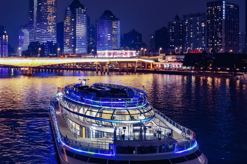 Guangzhou : Croisière aller-retour Vue nocturne de la tour de CantonSièges sur le pont du dernier étage