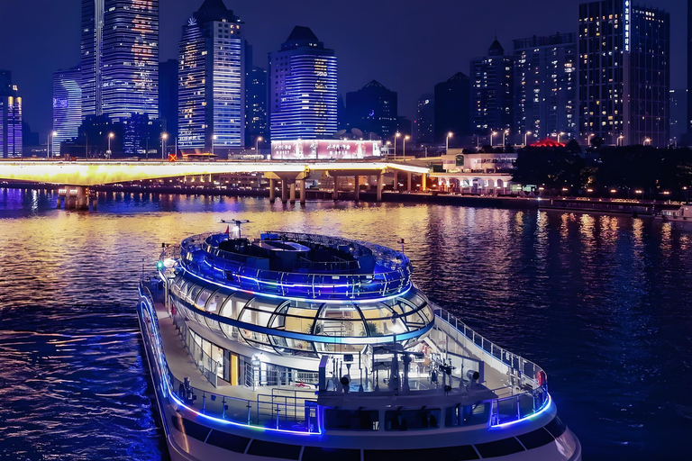 Guangzhou : Croisière aller-retour Vue nocturne de la tour de CantonSièges sur le pont du dernier étage