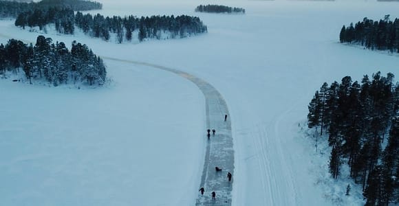 From Saariselkä: Ice-skating on Frozen Lake Inari