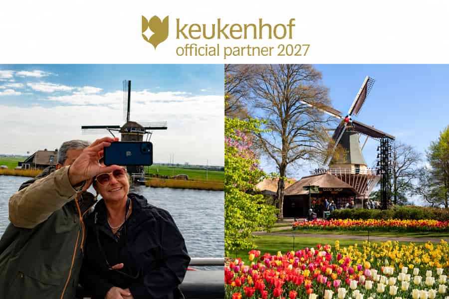 Amsterdam: Keukenhof-Tour + Windmühlen-Bootsfahrt mit flexibler Rückfahrt. Foto: GetYourGuide Amsterdam: Keukenhof-Tour + Windmühlen-Bootsfahrt mit flexibler Rückfahrt. Foto: GetYourGuide