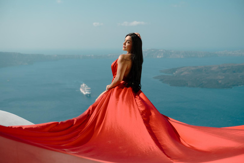 Santorini: Sesión de fotos privada con vestido volador30 minutos - Sesión de fotos con vestido volador