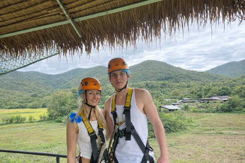 Chiang Mai: Jungle Zipline, River Bamboo Raft with Pickup