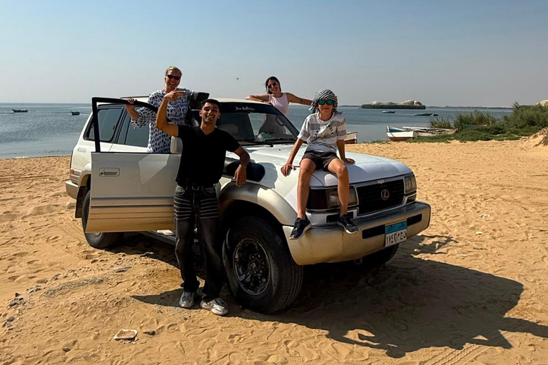 From Cairo: 4x4 Desert Safari, Waterfalls & Magic Lake Shared Tour: Wadi El Rayan, Magic Lake & Lake Qarun, Jeep