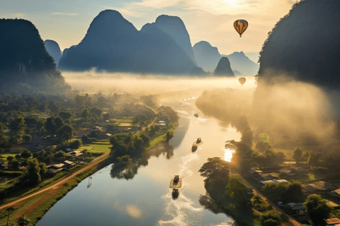 Vang Vieng: varmluftsballonger och kartlandskap