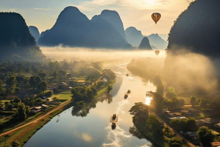 Vang Vieng: balony na ogrzane powietrze i krajobraz gokartowy