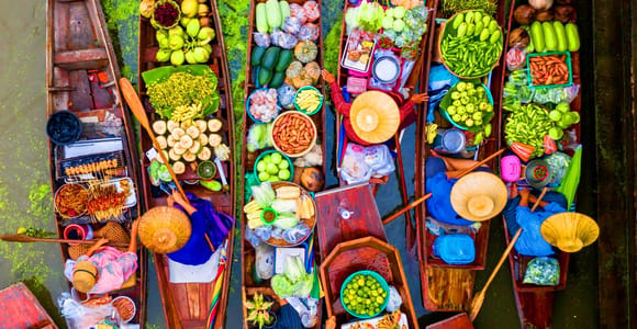 Bangkok: Schwimmender Markt und Eisenbahnmarkt