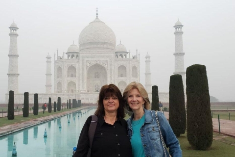 Depuis Delhi : Excursion d'une journée au Taj Mahal et à Agra en train expressTrain de 2ème classe, voiture, guide, billets d'entrée et repas