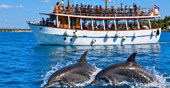 Ab Zadar: Delfinbeobachtungs-Bootstour mit Mittagessen und Getränken