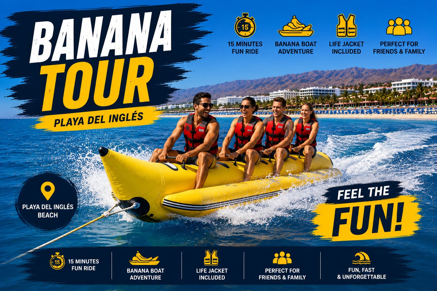 Gran Canaria: Bootsfahrt auf dem Bananenboot in Playa del Inglés