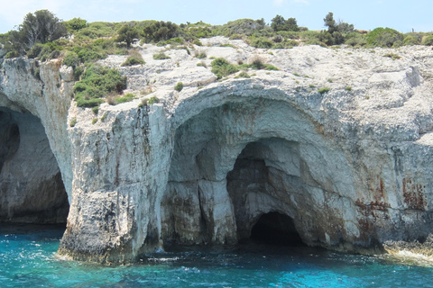 Zante : plage des naufrages, grottes bleues et visite des grottes de Xigia