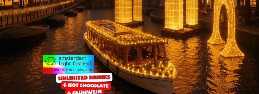 Amsterdam : croisière de luxe chauffée au salon du bateau pour le Festival des Lumières