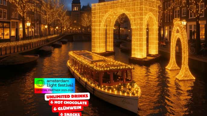 Amsterdam: Light Festival Luxury Heated Saloon Boat Cruise