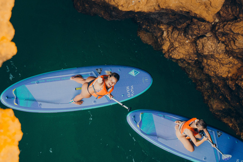 Albufeira: Sea Caves SUP Tour with hidden beach stop Albufeira: CAVE SUP TOUR with free photos and beach stop