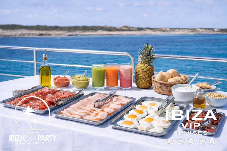 Ibiza: Formentera VIP Boat Paella, BBQ, OpenBar, DJ & Sunset BASIC TICKET with 5h Open Bar & Breakfast