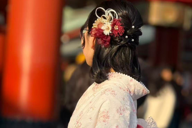 Tokyo: Asakusa Kimono Rental with Professional Hair Couple Kimono Plan