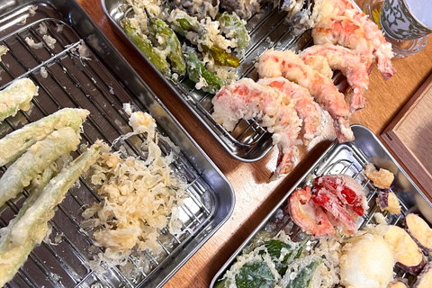 Aula de culinária japonesa de Tempura autêntico e sopa de missô em OsakaAula de culinária japonesa de tempura e sopa de miso autêntica de Osaka