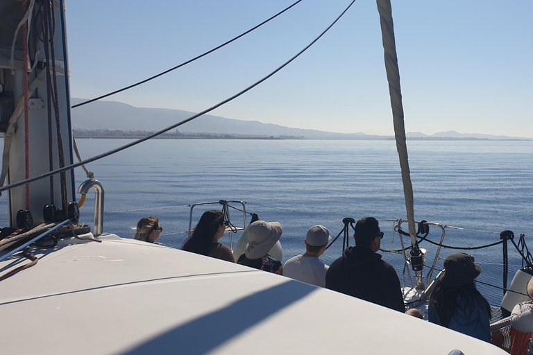 Croisière privée en catamaran sur la Riviera d'Athènes avec repas et boissonsCôte d'Athènes : Croisière privée en catamaran avec repas et boissons