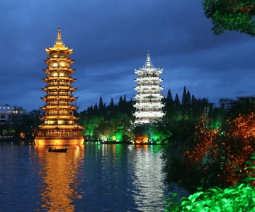 Guilin: Night Cruise on Two Rivers & Four Lakes with Lights