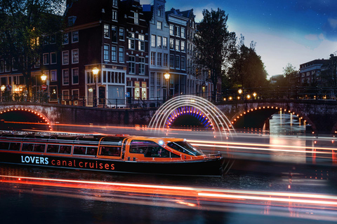 Amsterdam Light Festival Warm Boat Cruise + Optional Drinks Light Festival Canal Cruise from Central Station