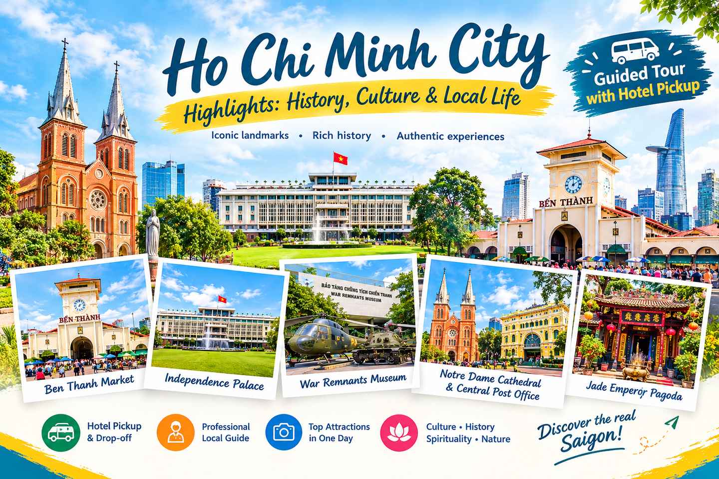 Ho Chi Minh City Highlights: History, Culture & Local Life - GROUP TOUR Half Day (AM/PM)