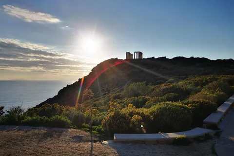Athens: Sounio Temple of Poseidon Sunset By Athenian Riviera
