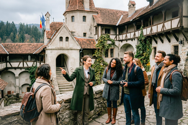 From Bucharest: Peles Castle, Bran Castle & Brasov Day Tour MINIVAN Tour with Entrance tickets included to Peles & Bran