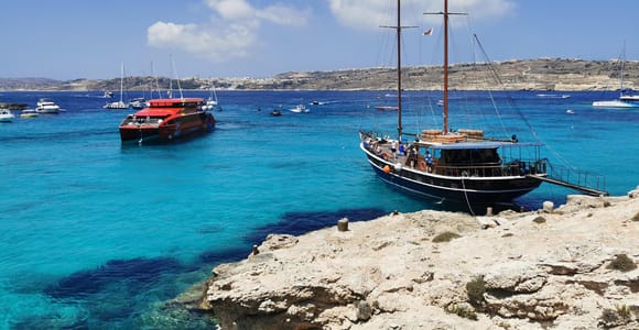 From Sliema or Bugibba: Two Islands Ferry to Comino and Gozo