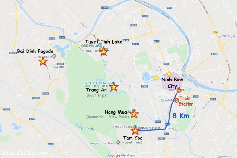 Van Hanoi: Hoa Lu en Tam Coc Sightseeing- en fietstochtGedeelde tour met ontmoetingspunt