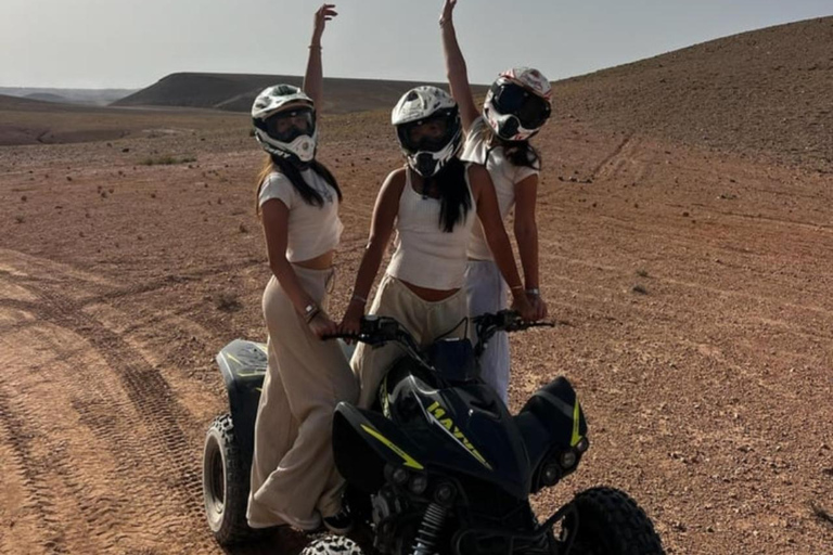 Marrakech: Agafay Desert Quad bike pool & Dinner fire show Quad Bike, Dinner with Show