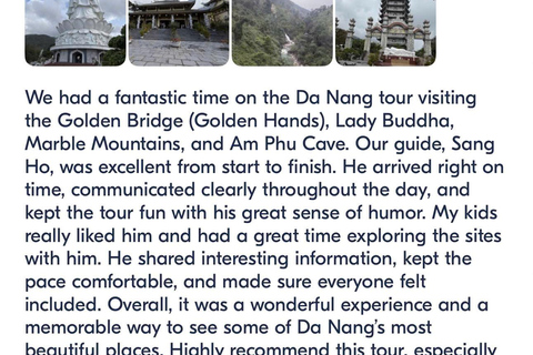 Da Nang: Private Da Nang City Tour & Local Guides & 3 stops From Da Nang: Marble Mountains, Lady Budda & Dragon Bridge