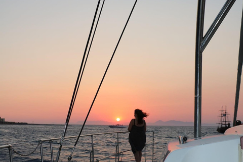 Rhodes: Sunset Catamaran Cruise With Drinks Power Catamaran Sunset Cruise "Boss"