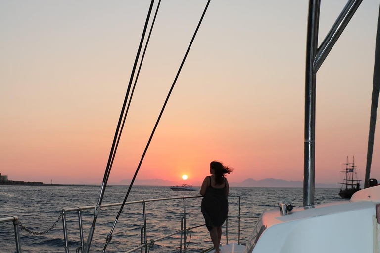 Rhodes: Sunset Catamaran Cruise With Drinks Power Catamaran Sunset Cruise "Boss"