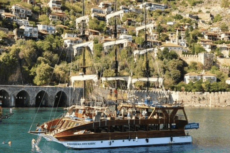 Alanya: Catamaran Boat Tour with Swimming and Snorkeling Catamaran Boat with Pickup Service