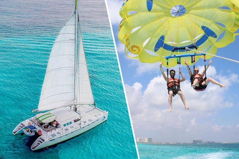 Cancun: Katamaran Plus do Isla Mujeres z Parasail