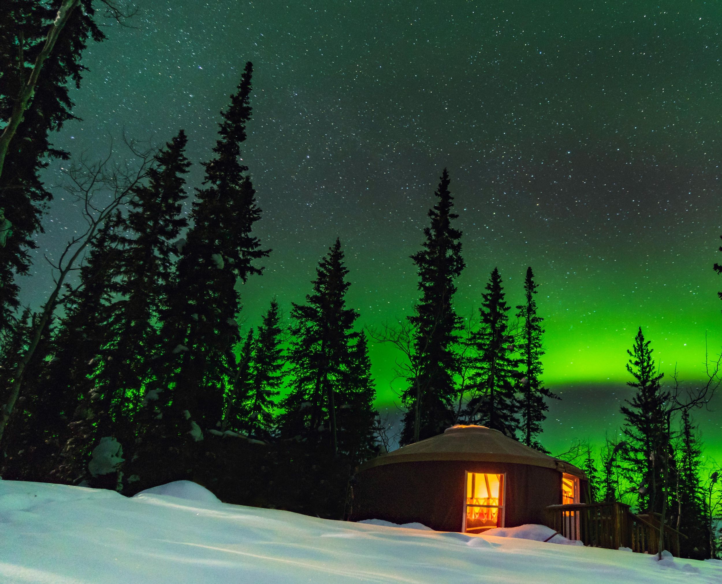 Dawson City: Nordlichter in einer beheizten Jurte