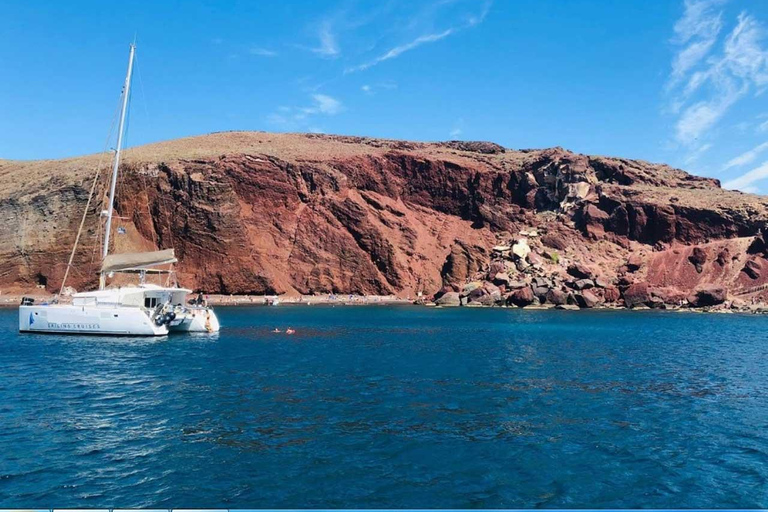 Santorini: Private Luxury Catamaran Cruise with Greek Meal