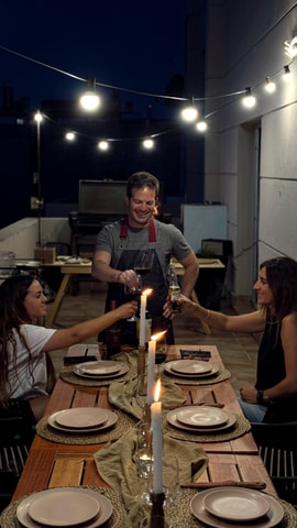 Asado Argentino in a private Terrace. Sunset time.